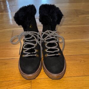 J. Crew Black Fur-Trimmed Winter Boots